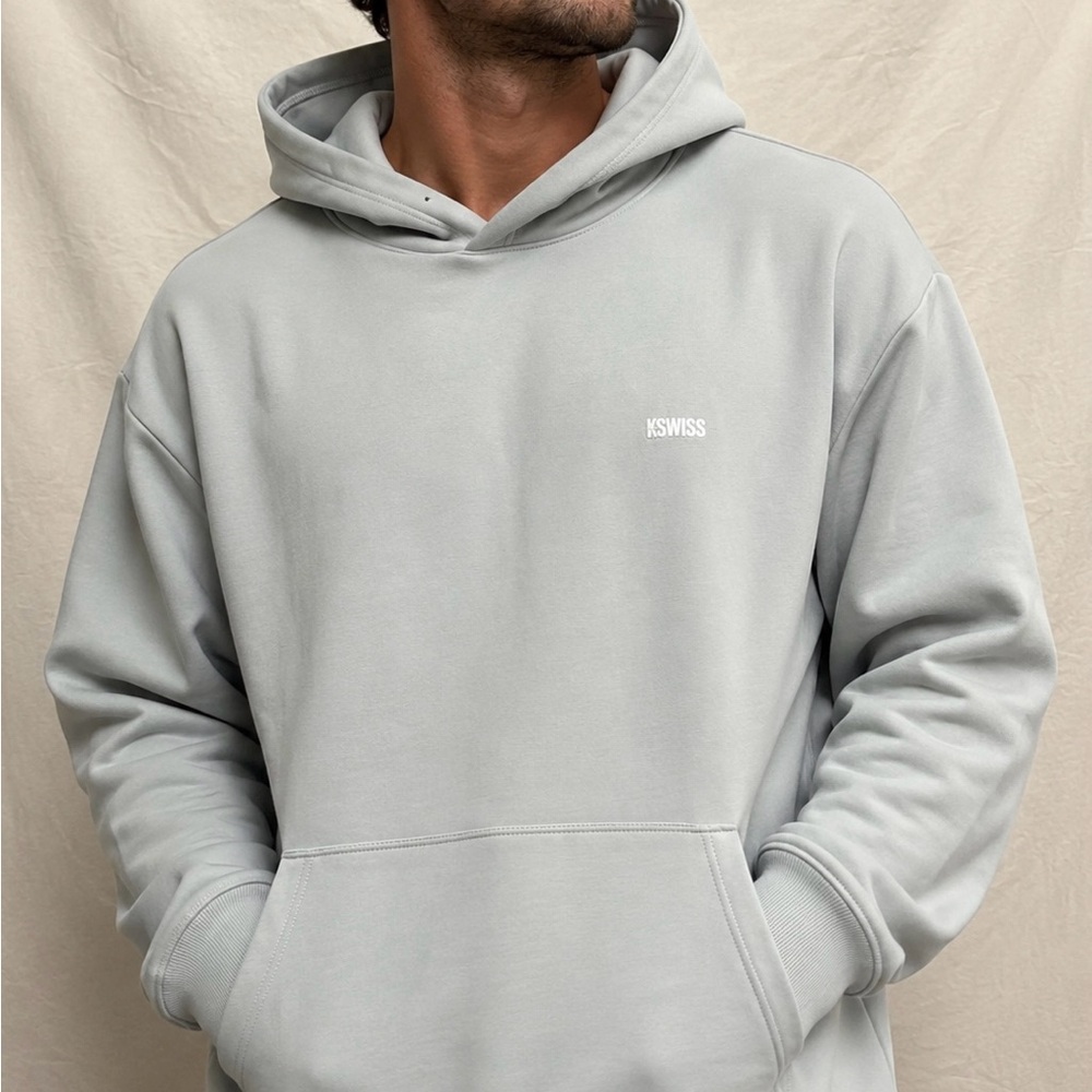 K-Swiss Men's Light Grey Hoodie Tennis Heritage California Classic